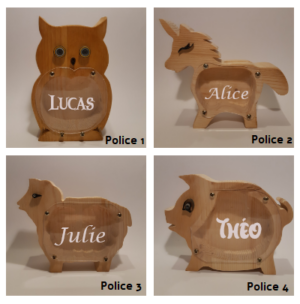 Tirelires bois gravées
